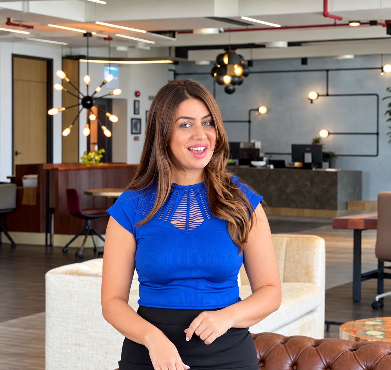 Joumana Saad presenting branded content on location