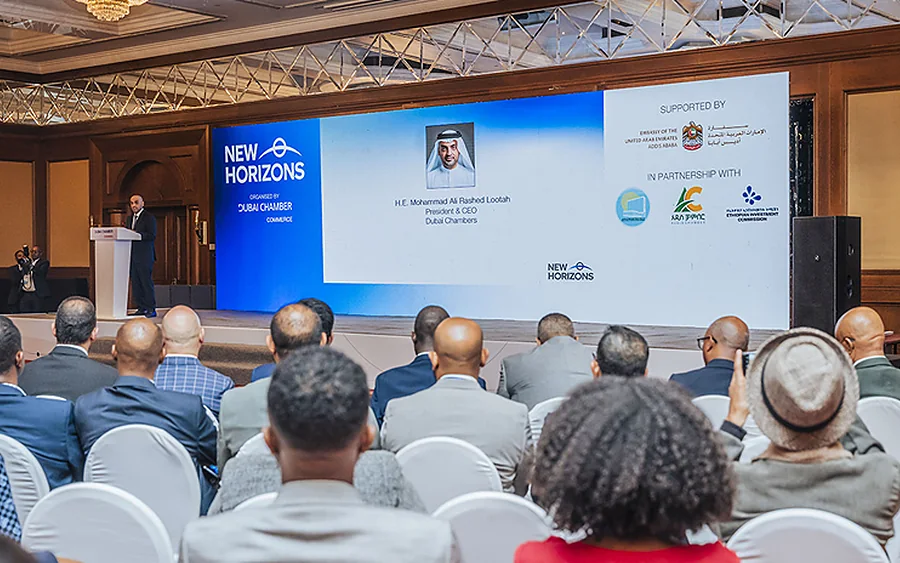 An audience at a Dubai Chamber briefing