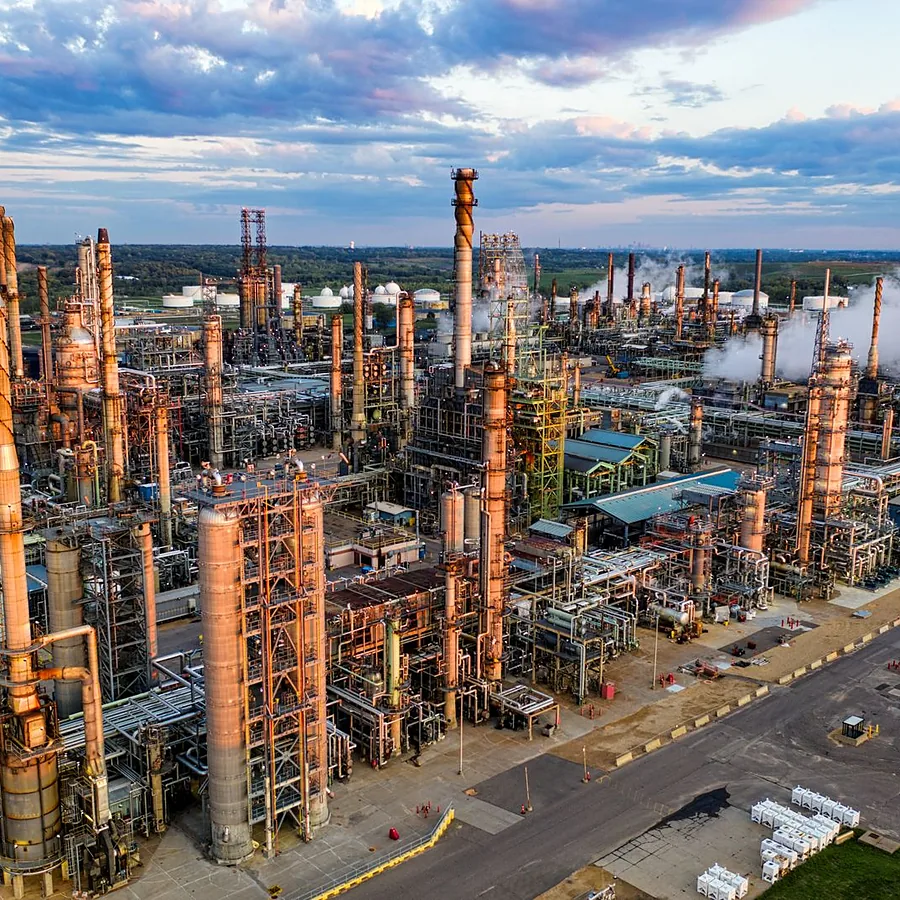 A refinery at dusk