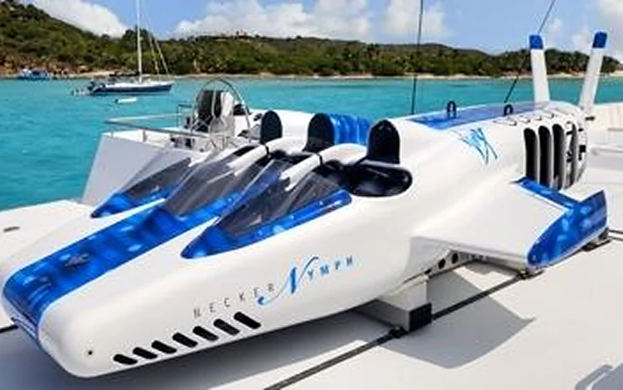 A personal submarine moored in a bay